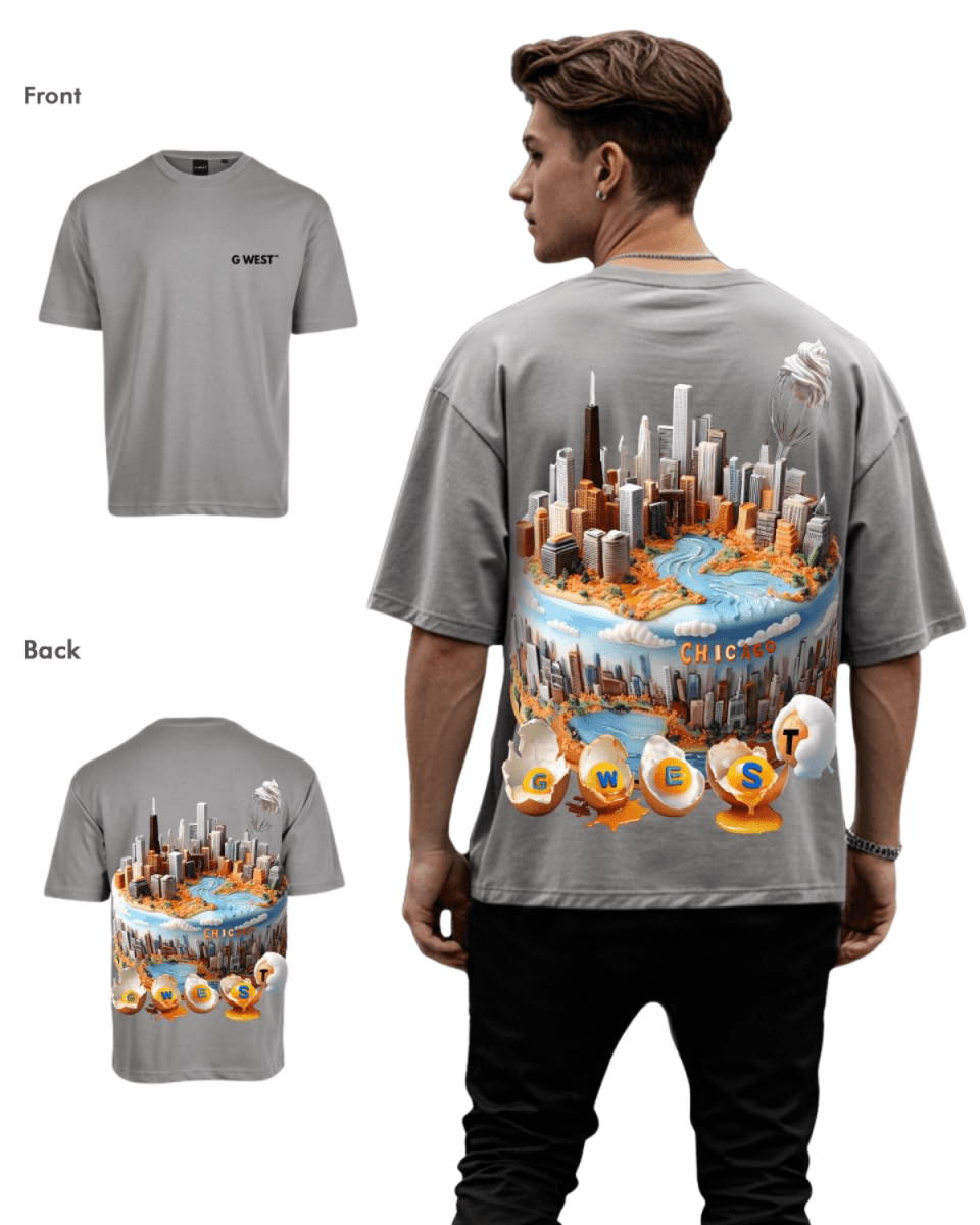 G West Mens Oversized Chicago Cake Tee