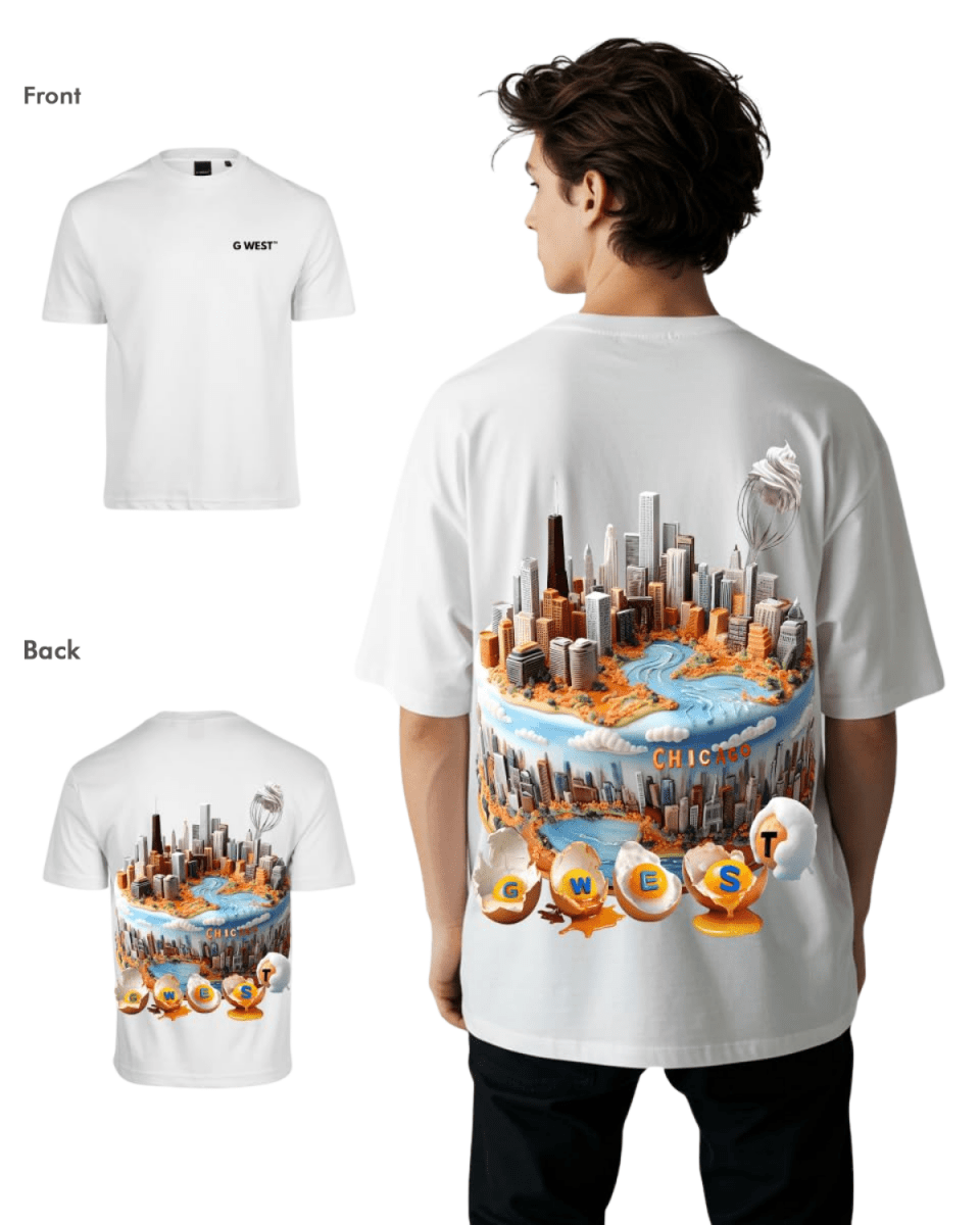 G West Mens Oversized Chicago Cake Tee