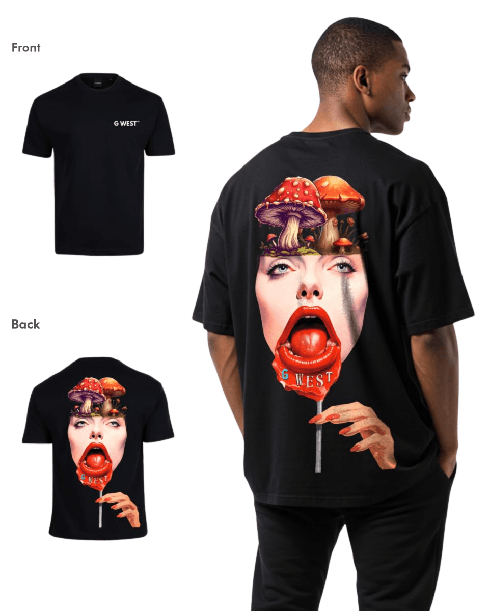 G West Mens Oversized Lollipop Mushroom Oversized Tee