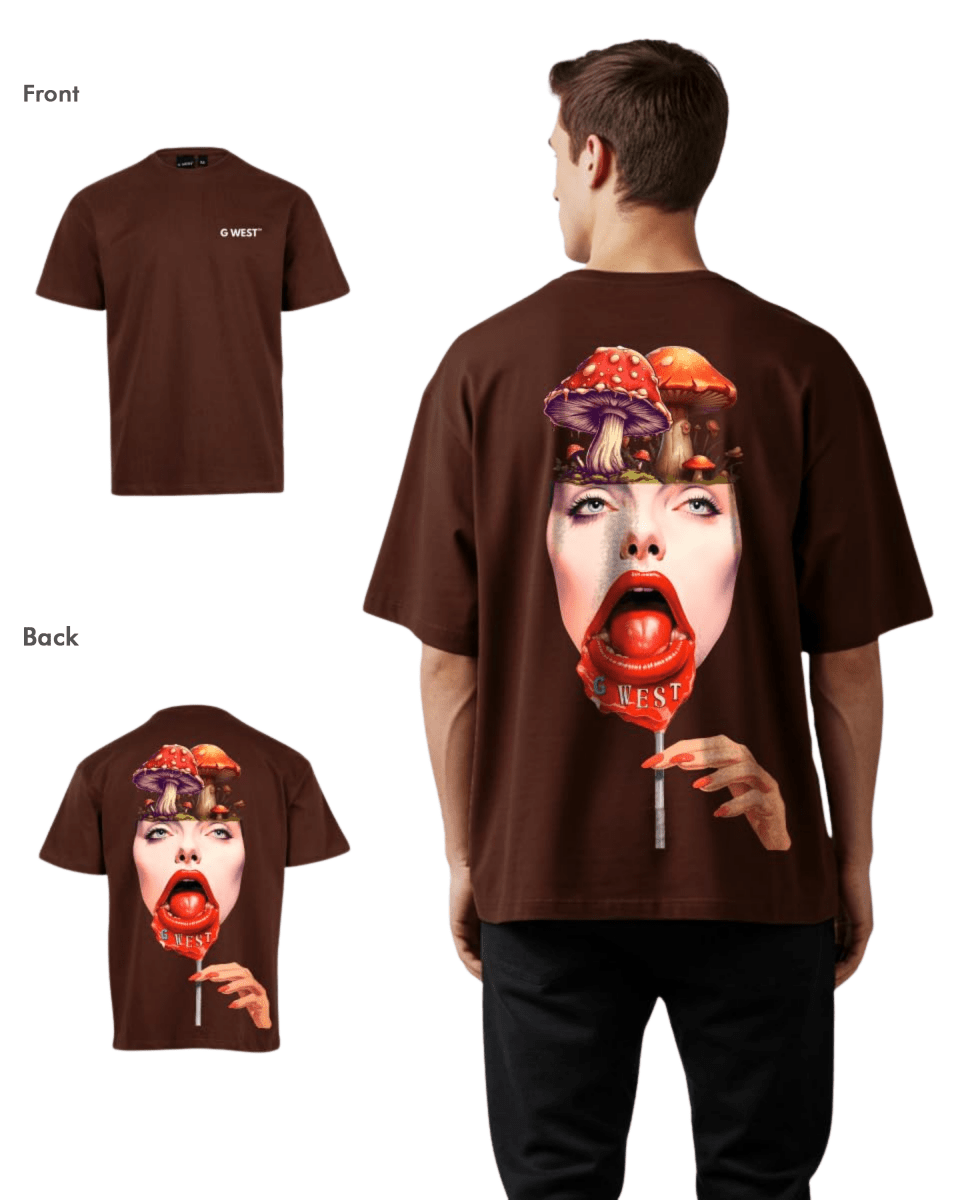G West Mens Oversized Lollipop Mushroom Oversized Tee