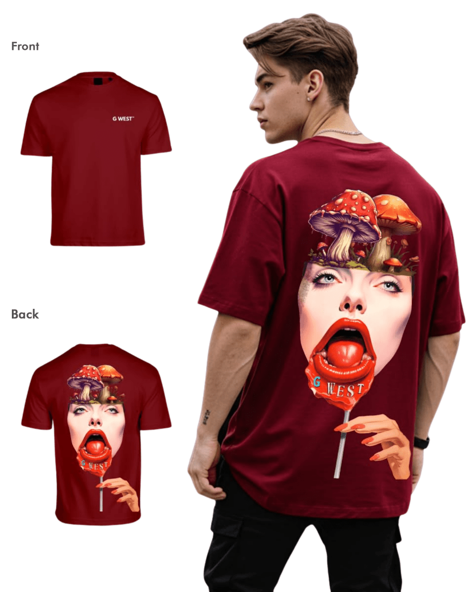 G West Mens Oversized Lollipop Mushroom Oversized Tee