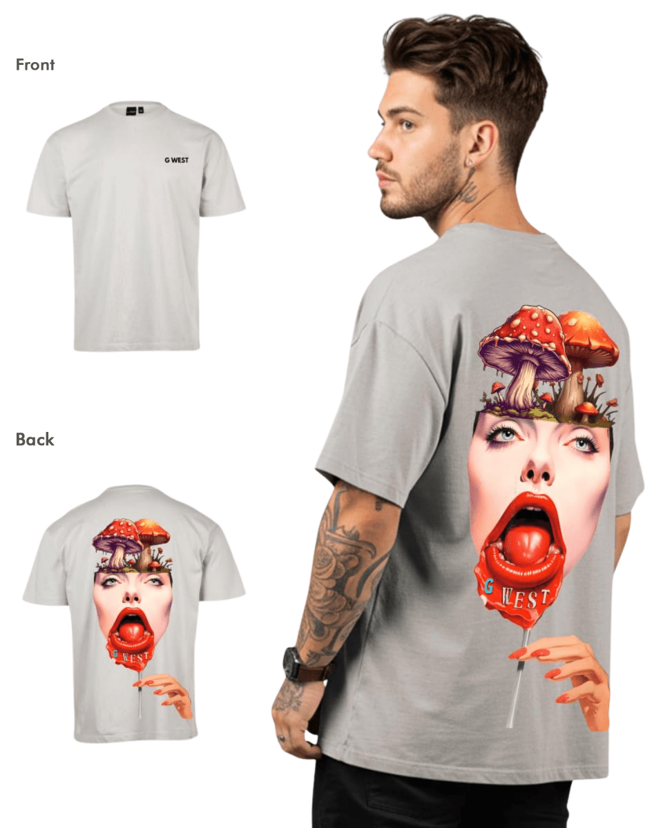 G West Mens Oversized Lollipop Mushroom Oversized Tee
