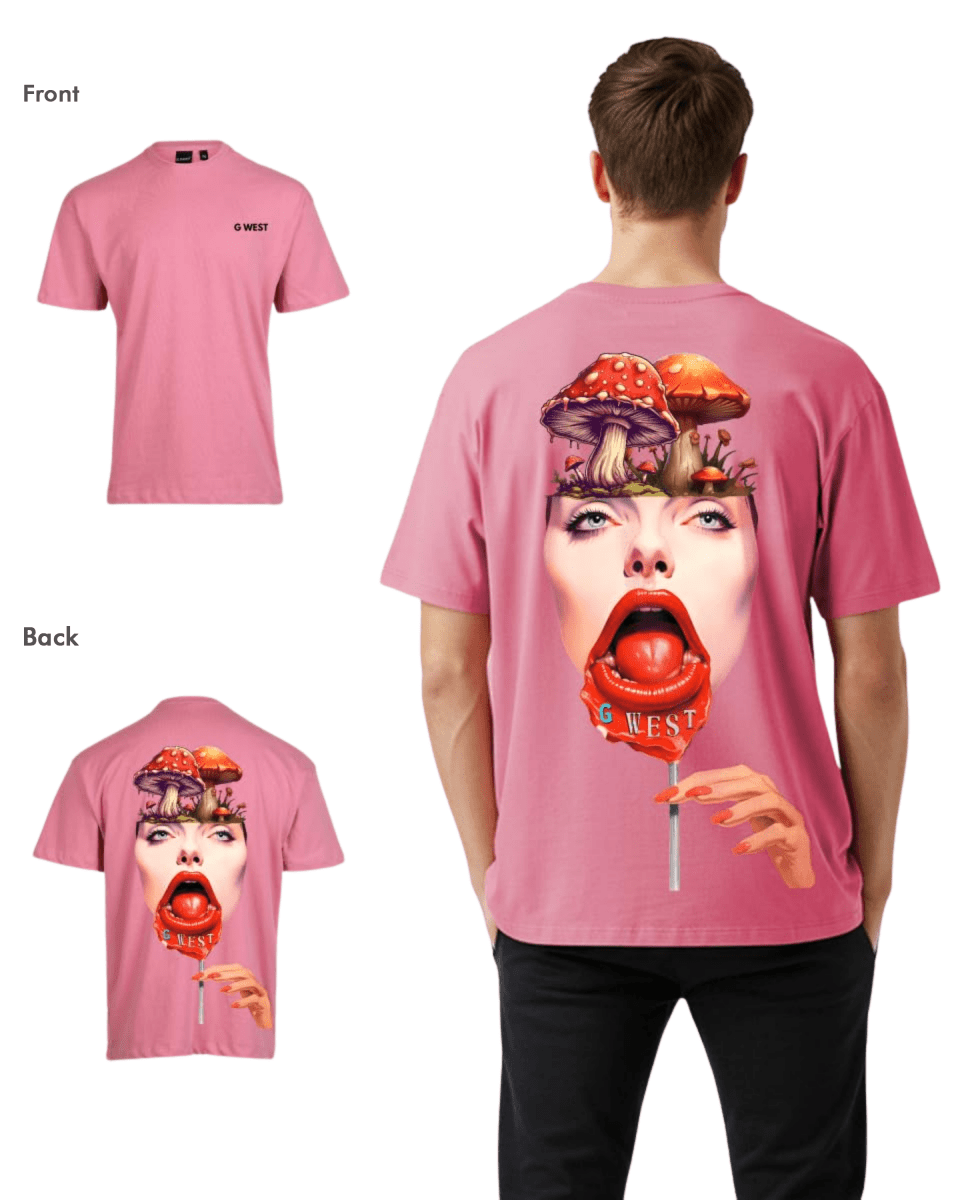 G West Mens Oversized Lollipop Mushroom Oversized Tee