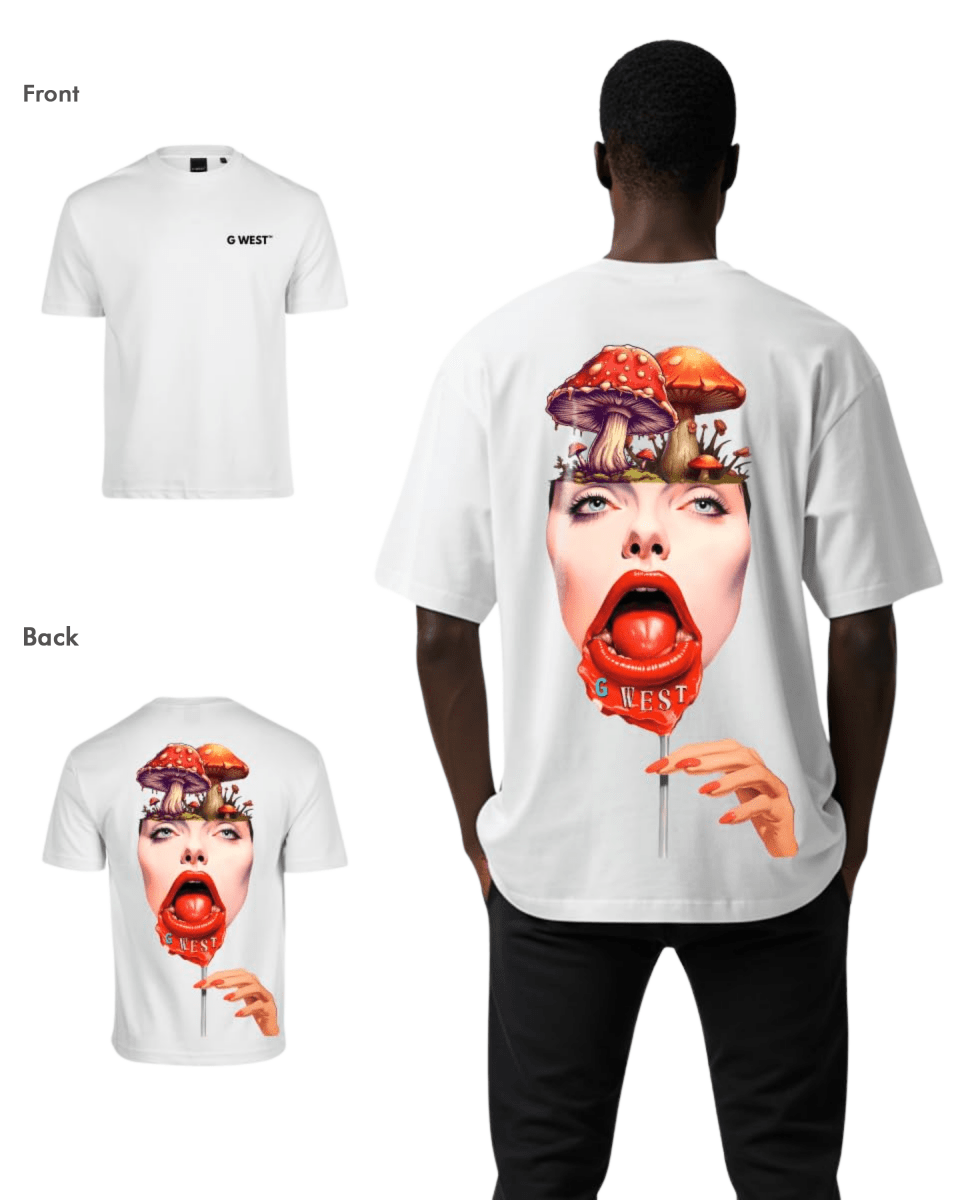 G West Mens Oversized Lollipop Mushroom Oversized Tee