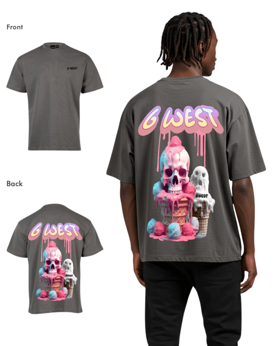 G West Mens Oversized Melting Ice Cream Tee