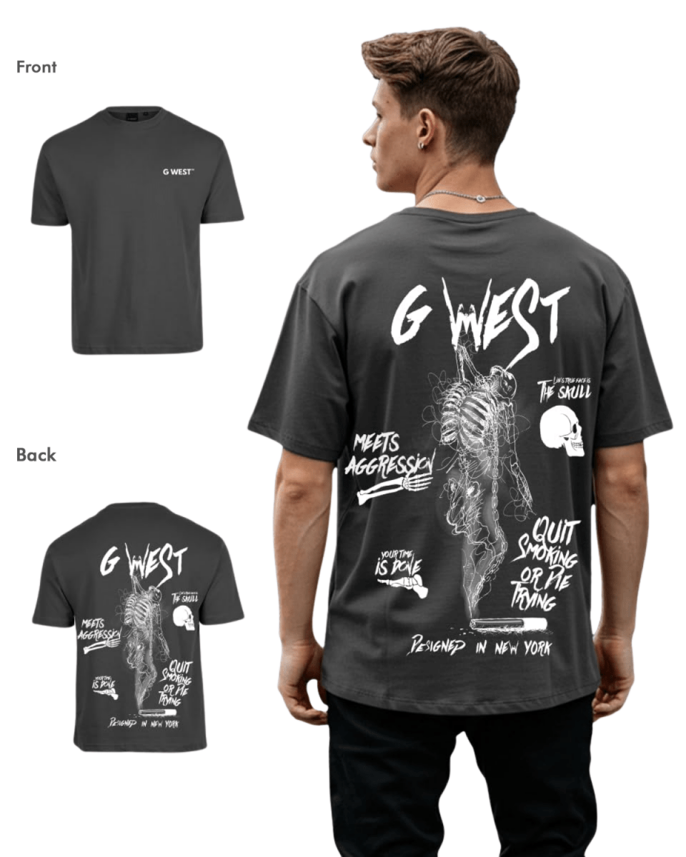 G West Mens Oversized Smoke Skeleton Tee