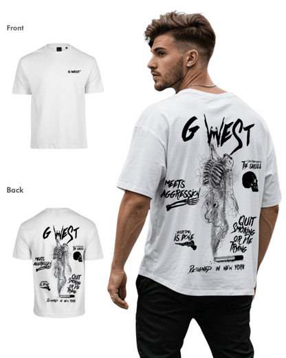 G West Mens Oversized Smoke Skeleton Tee
