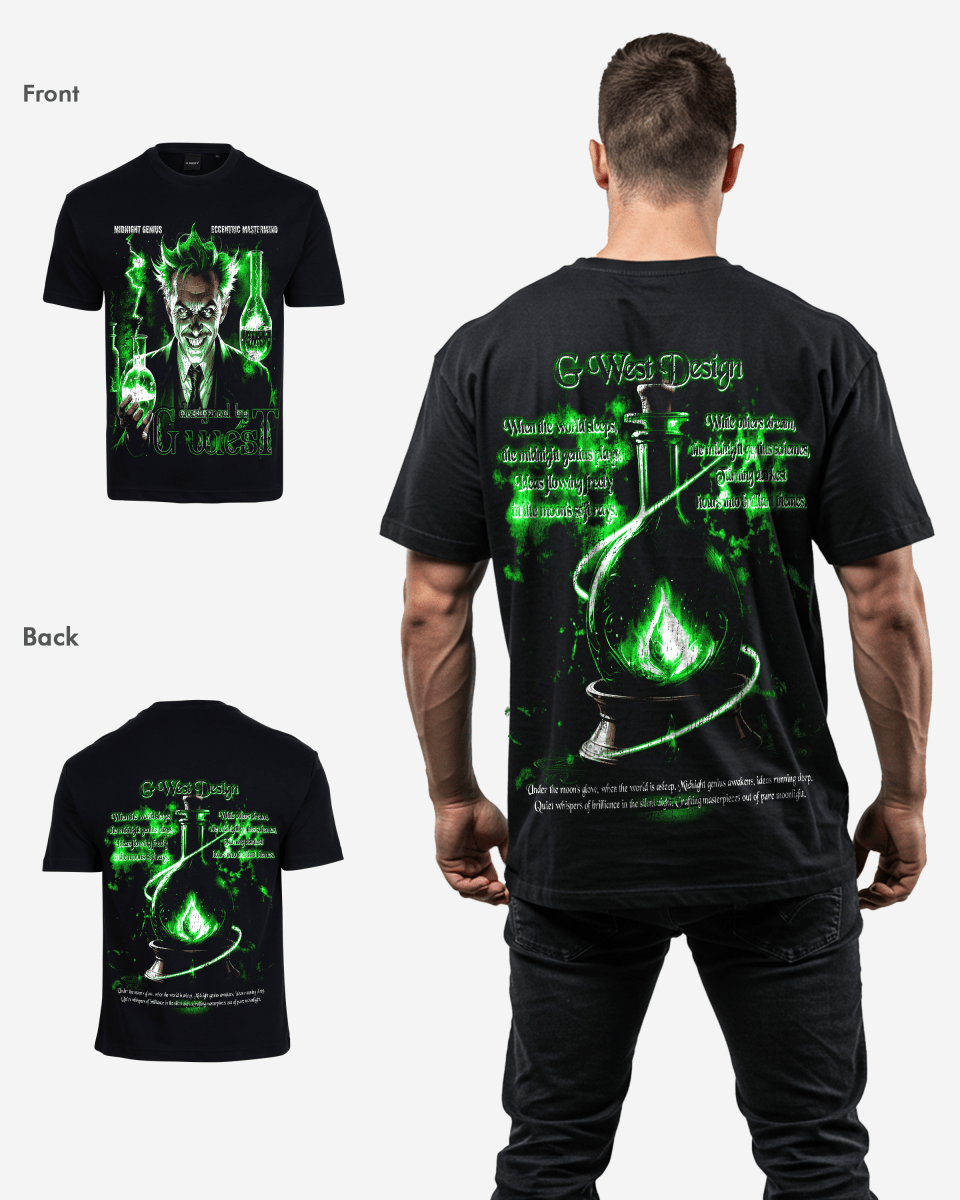 G West Mens Midnight Genius Premium Oversized Tee