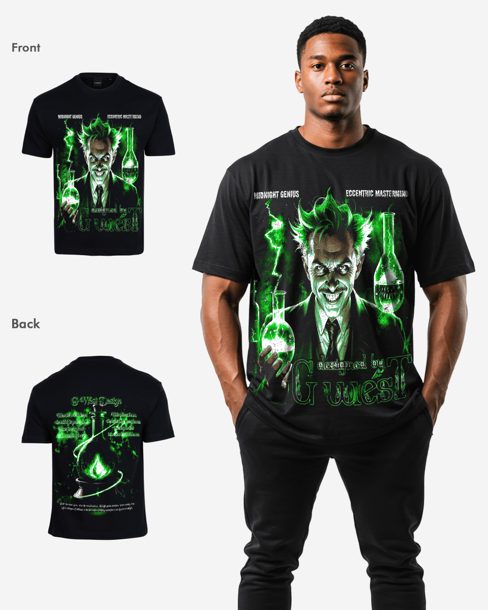 G West Mens Midnight Genius Premium Oversized Tee