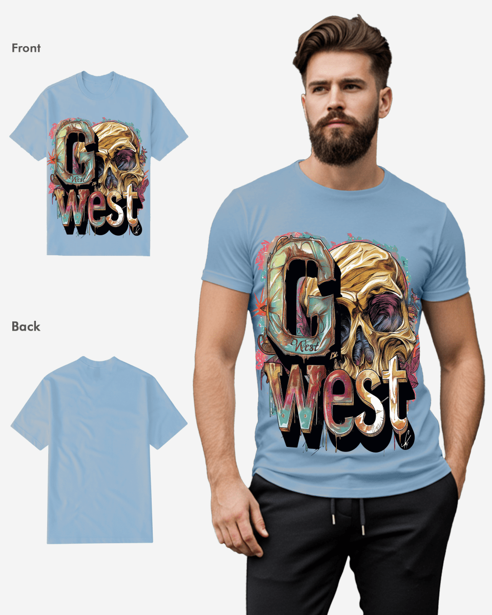 G West Mens Multicolor Skull Tee