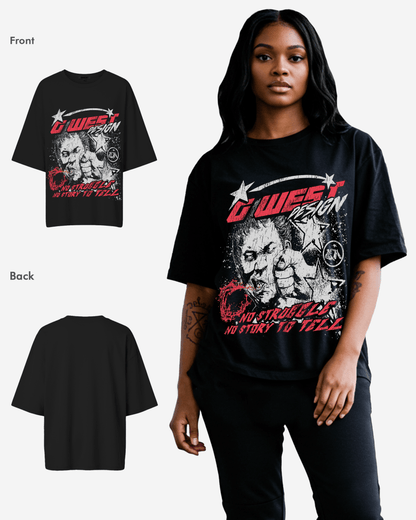 G West Womens No Struggle No Story Oversized Tee
