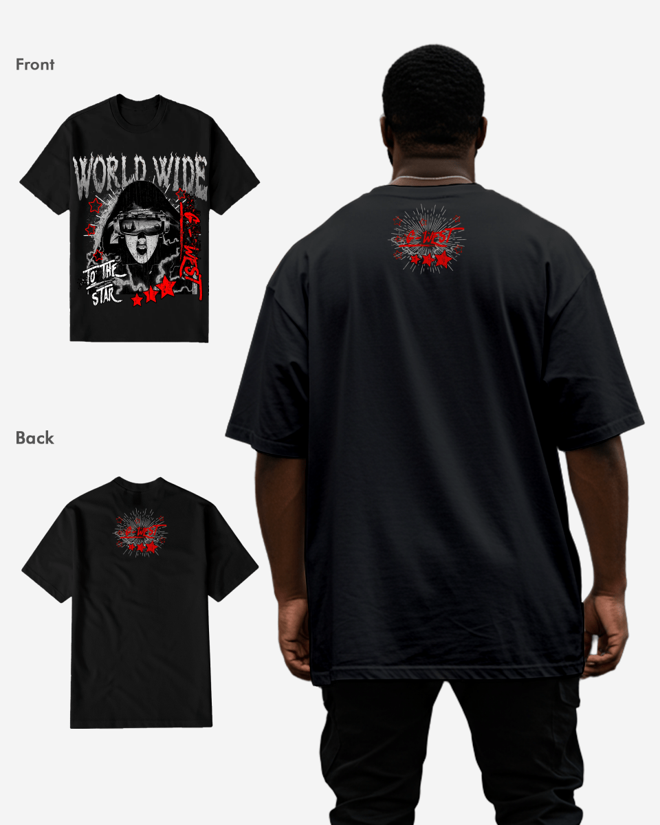 G WEST OLD WORLD WIDE STAR T SHIRT Big and Tall Mens