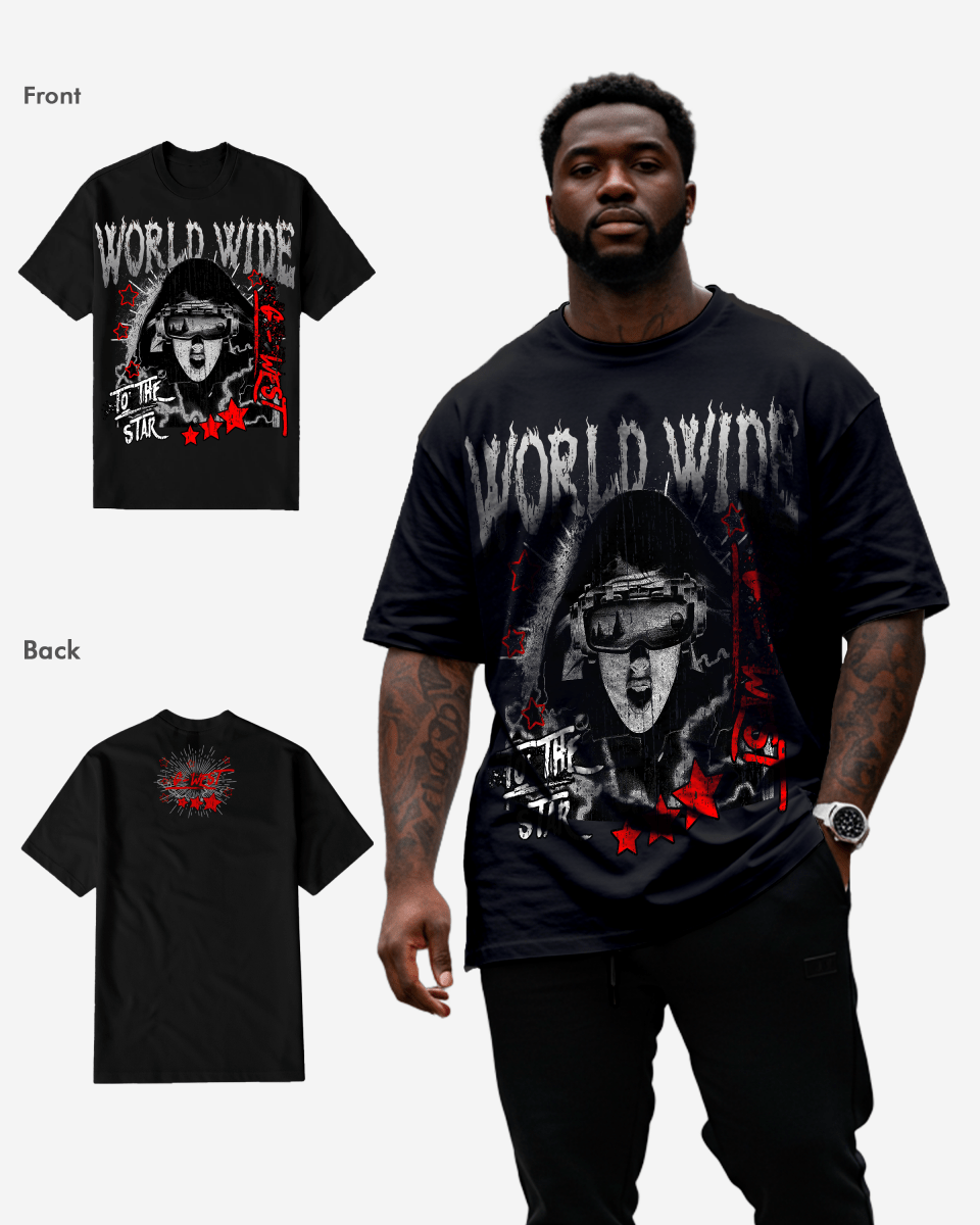 G WEST OLD WORLD WIDE STAR T SHIRT Big and Tall Mens