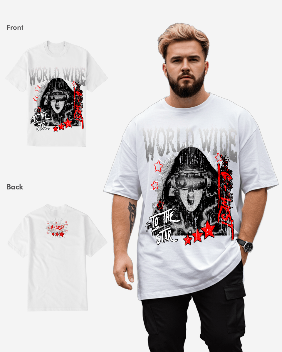 G WEST OLD WORLD WIDE STAR T SHIRT Big and Tall Mens