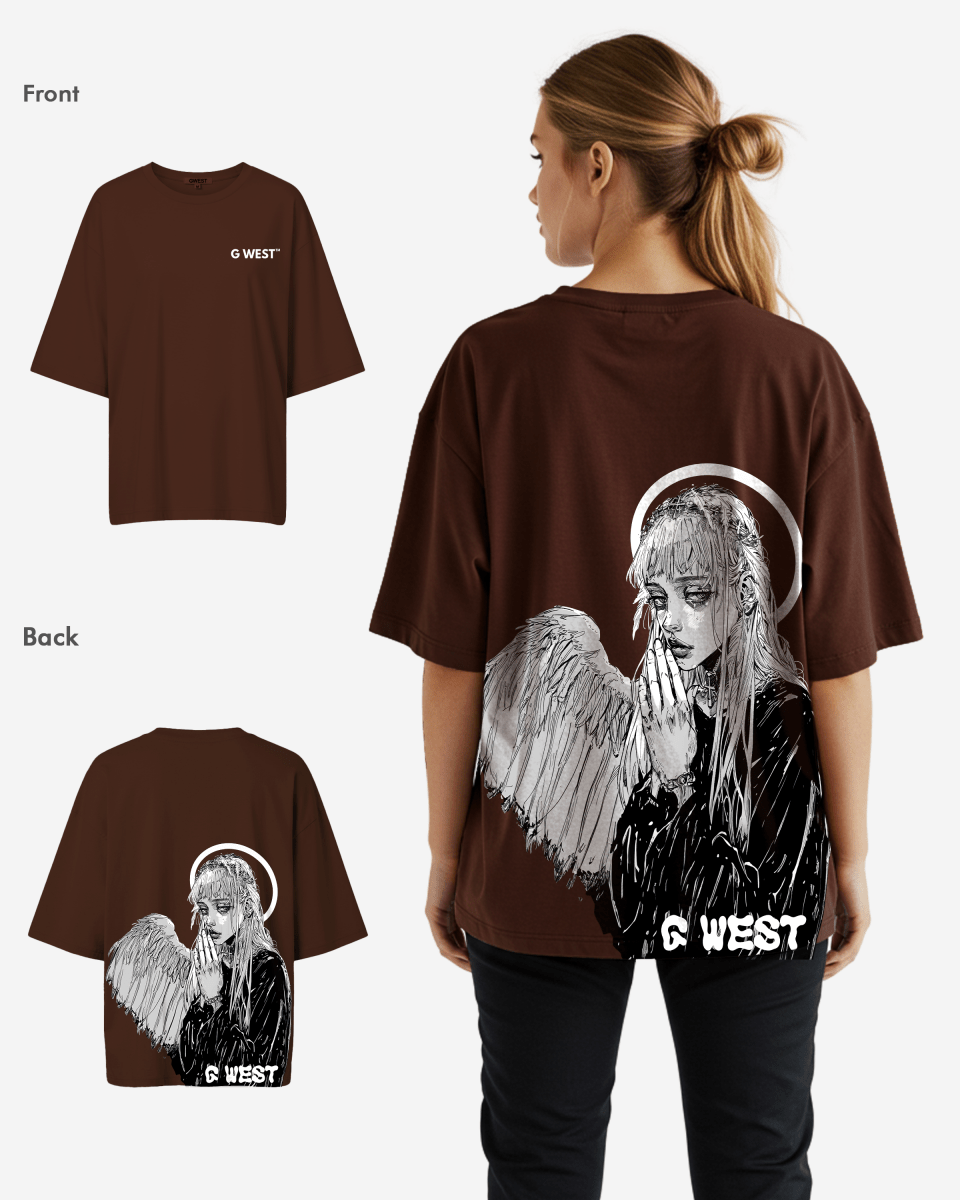 G West Womens Oversized Angel Girl Tee