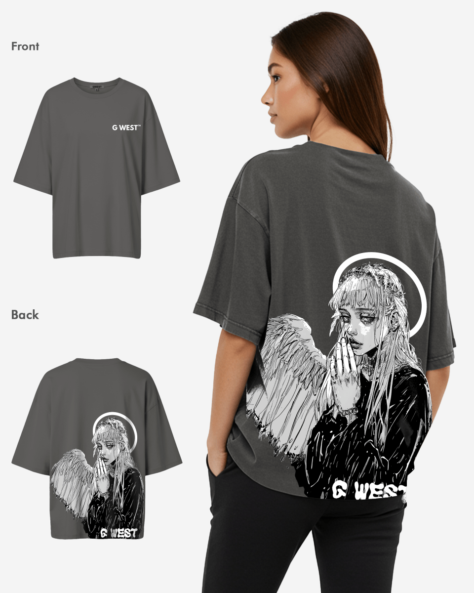 G West Womens Oversized Angel Girl Tee