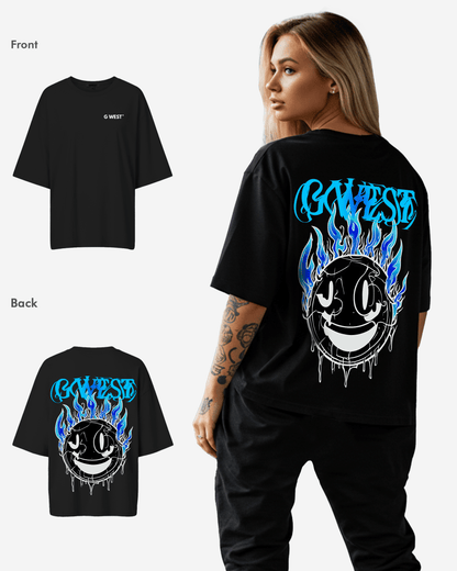 G West Womens Oversized Aqua Smile Tee