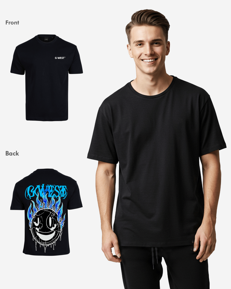 G West Mens Oversized Aqua Smile Tee