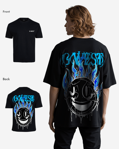 G West Mens Oversized Aqua Smile Tee