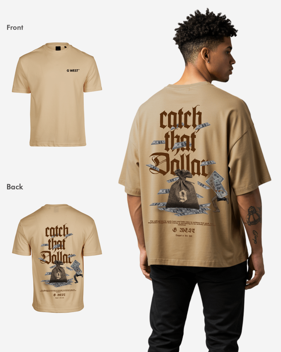 G West Mens Oversized Catch That Dollar Life Stlye Tee