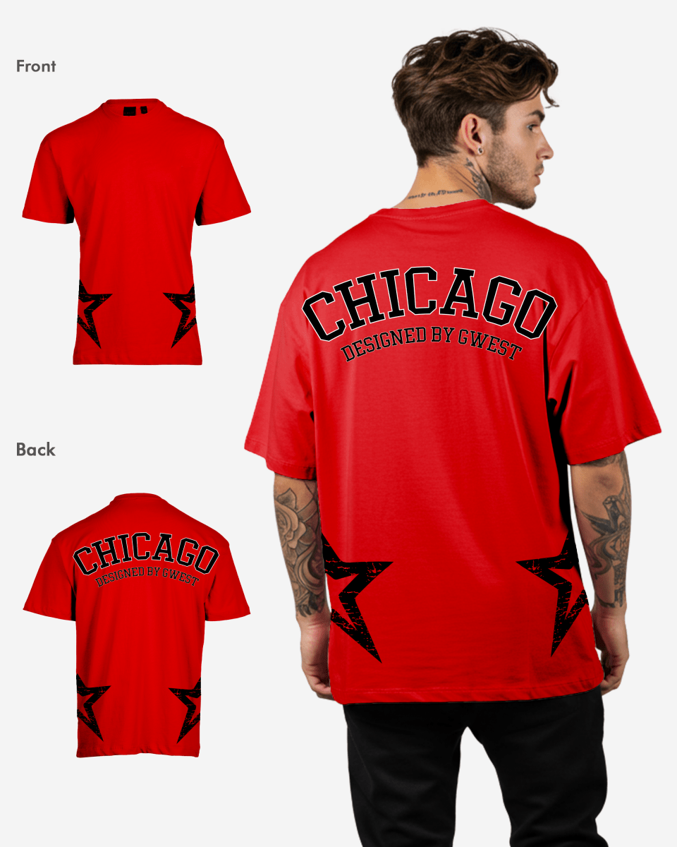 G West Mens Oversized Chicago Arch Logo Tee
