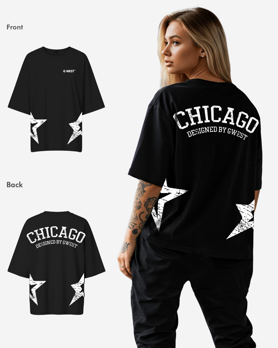 G West Womens Oversized Chicago Arch Logo Tee