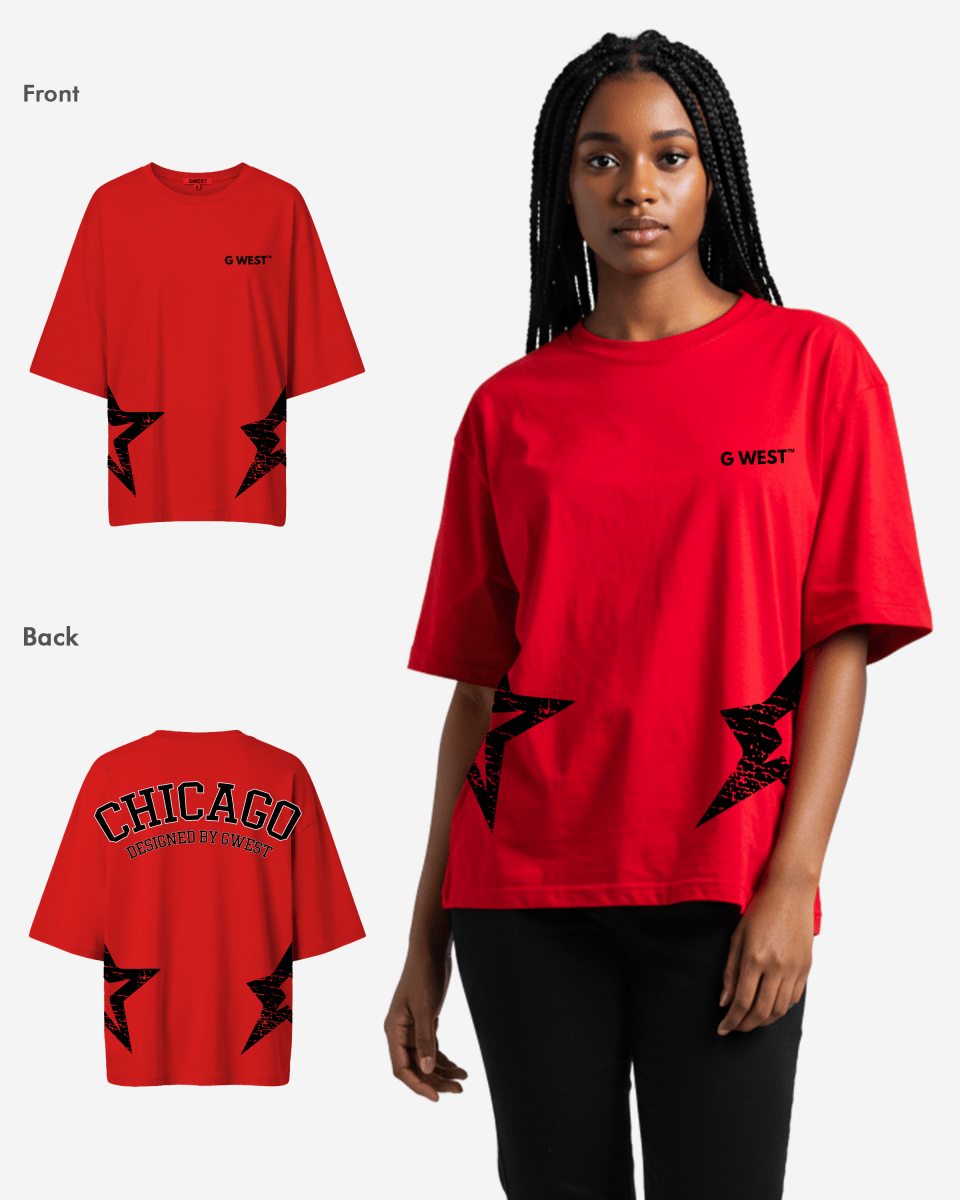 G West Womens Oversized Chicago Arch Logo Tee
