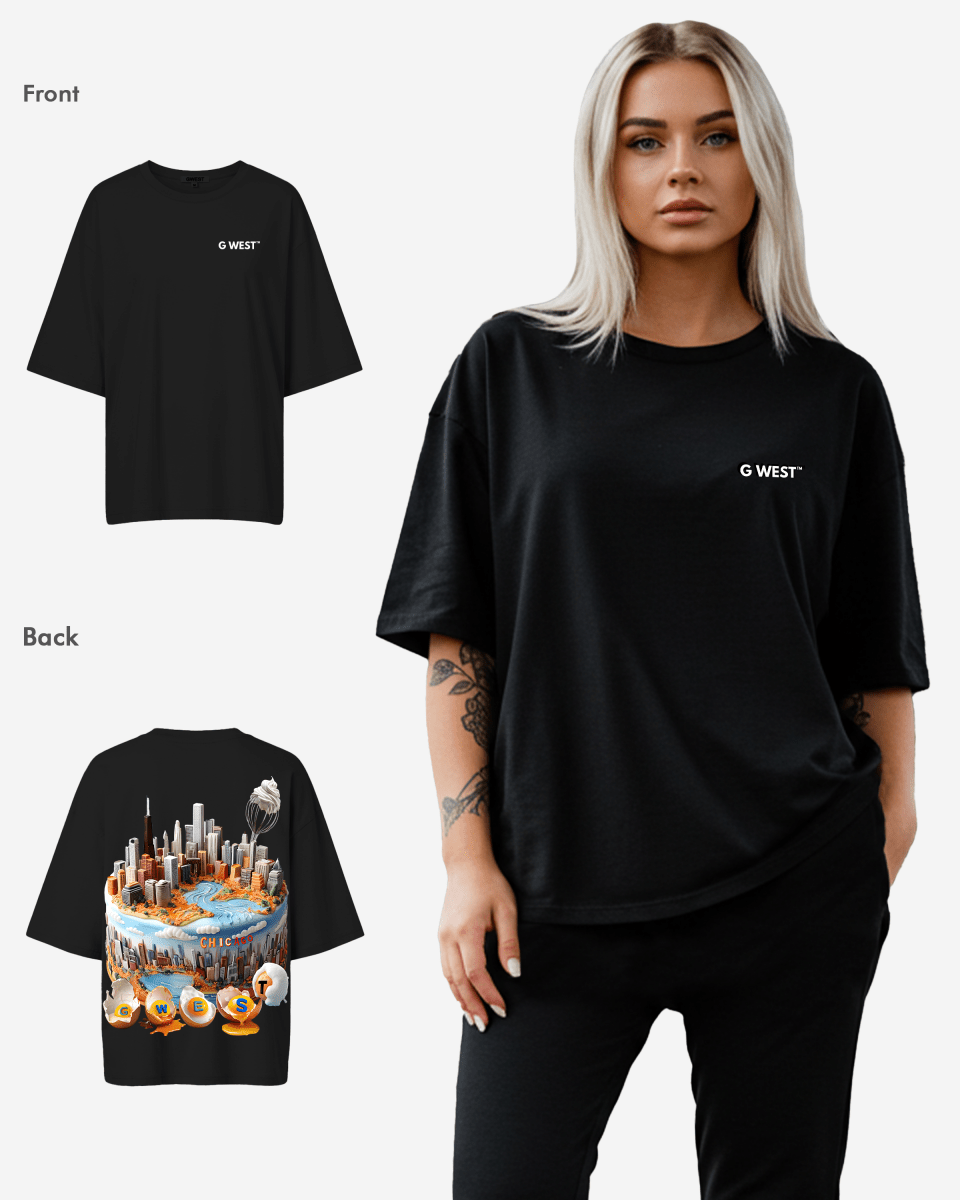 G West Womens OVERSIZED CHICAGO CAKE TEE