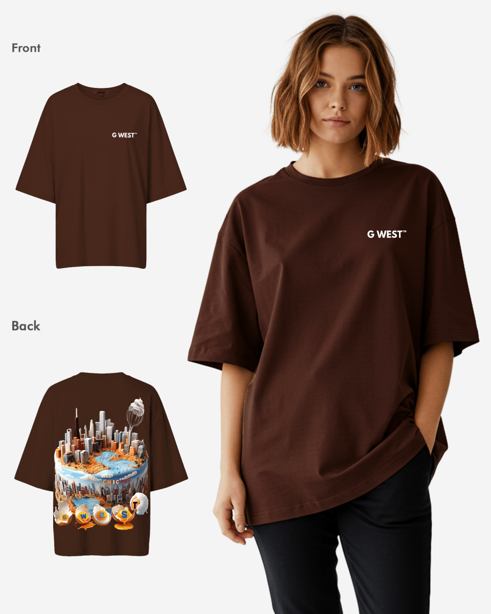 G West Womens OVERSIZED CHICAGO CAKE TEE
