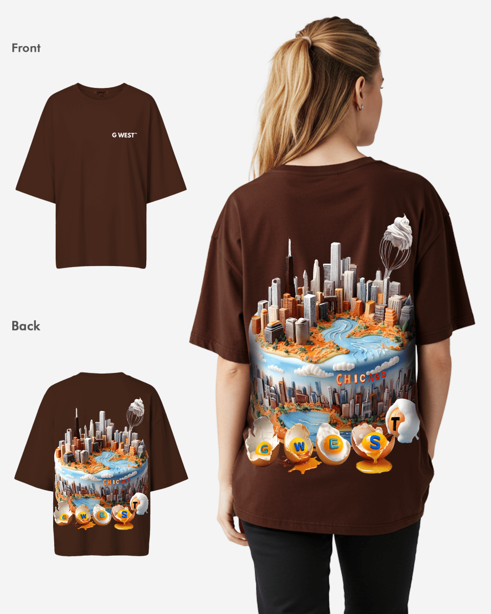 G West Womens OVERSIZED CHICAGO CAKE TEE