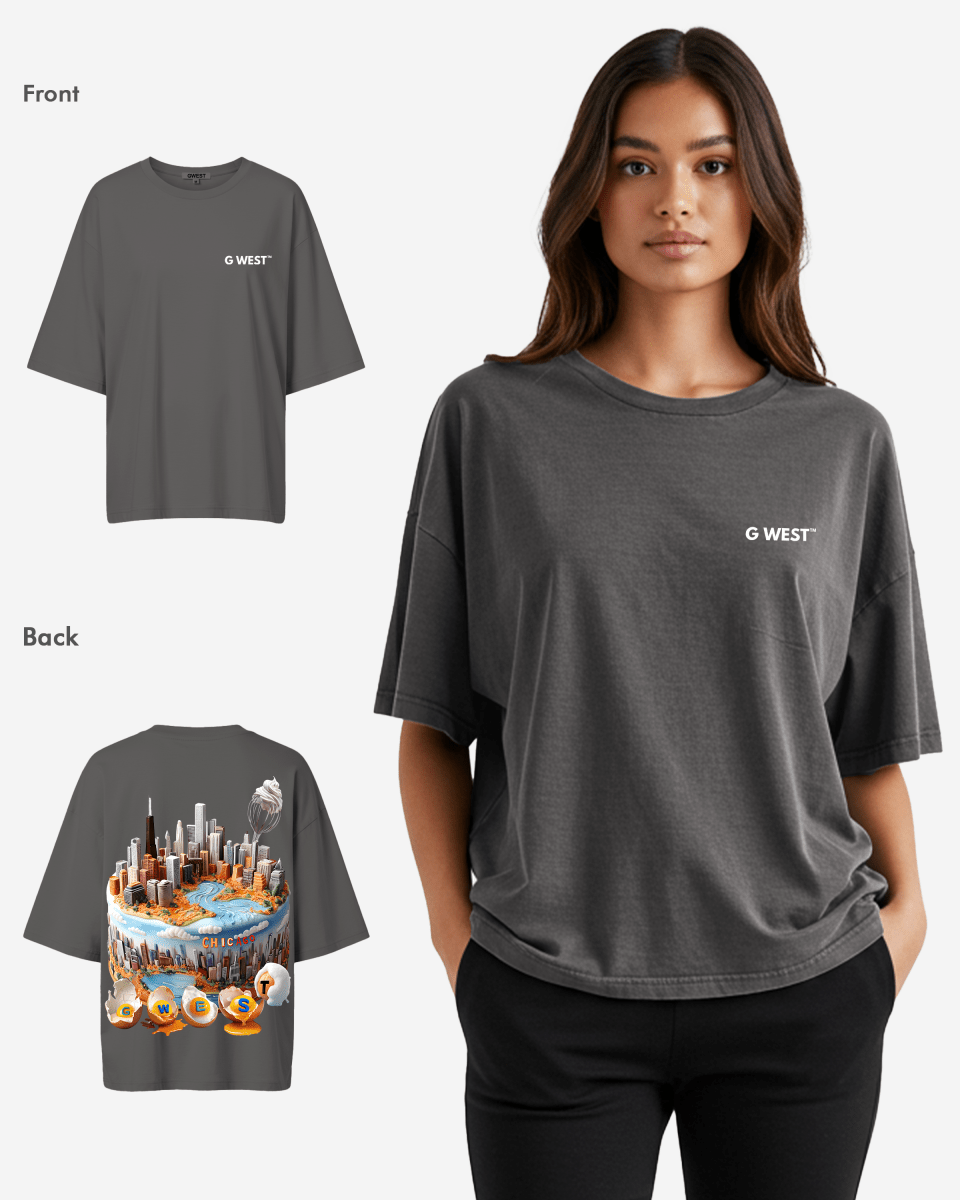 G West Womens OVERSIZED CHICAGO CAKE TEE