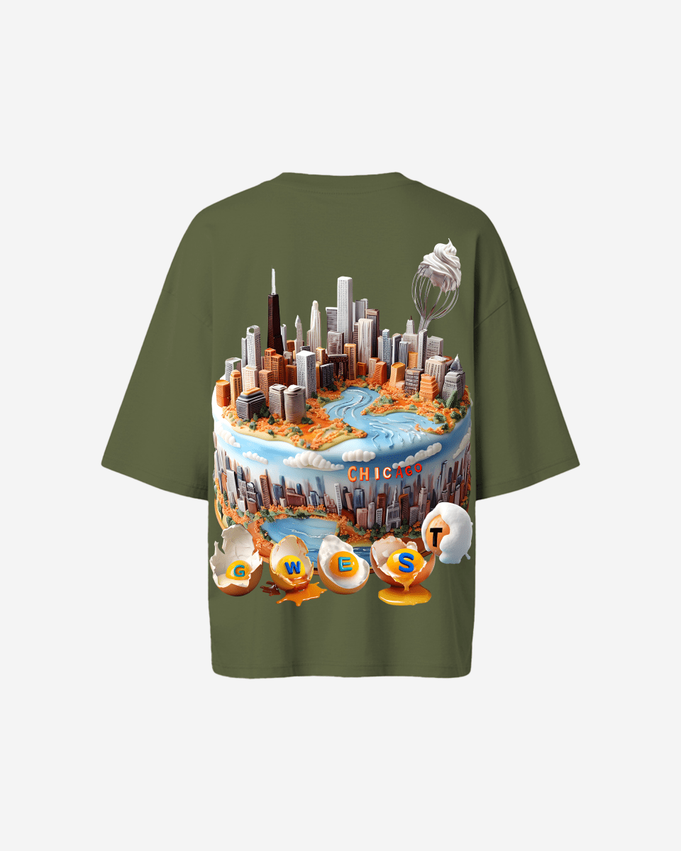 G West Womens OVERSIZED CHICAGO CAKE TEE