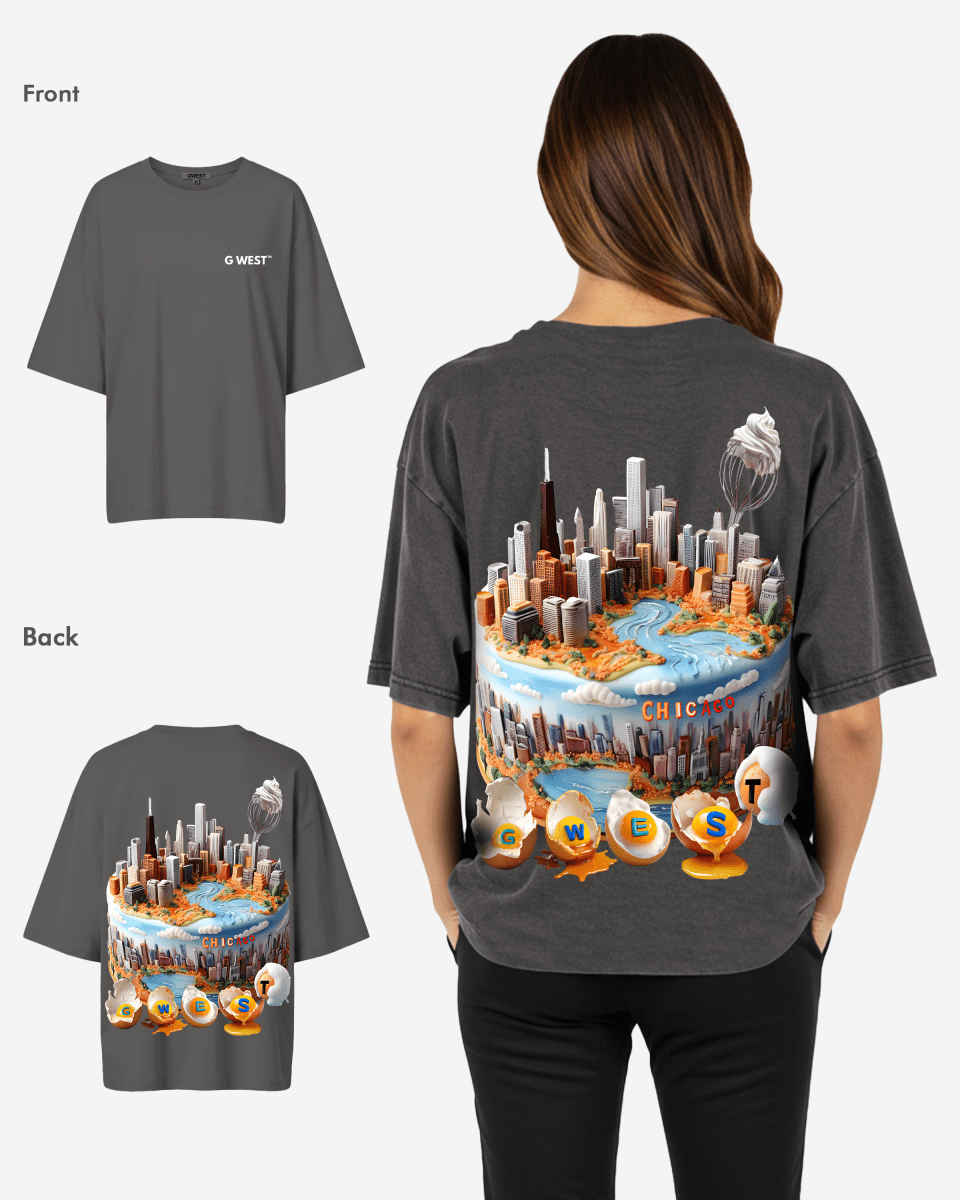 G West Womens OVERSIZED CHICAGO CAKE TEE