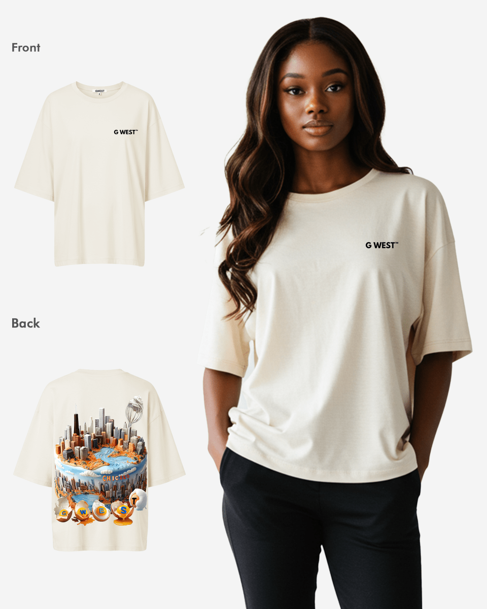 G West Womens OVERSIZED CHICAGO CAKE TEE