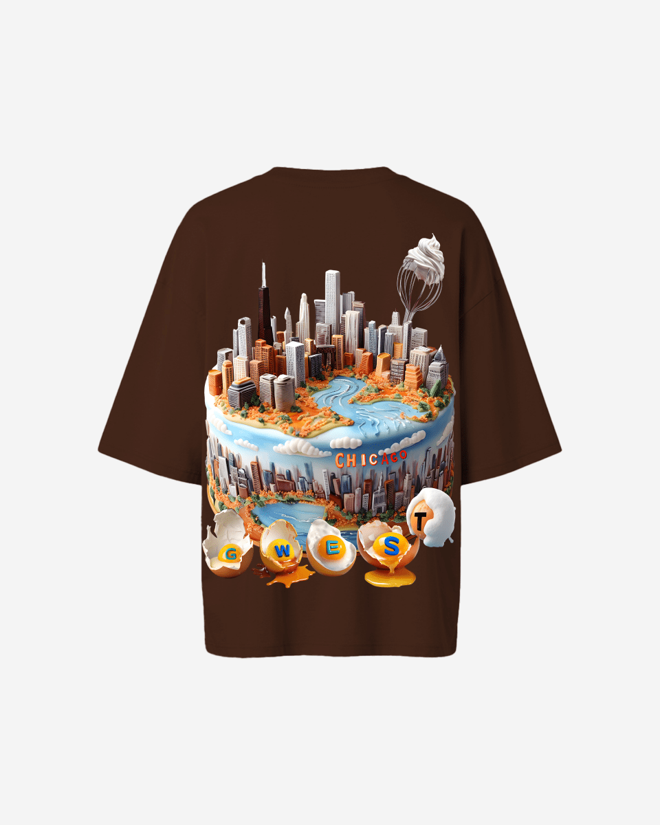 G West Womens OVERSIZED CHICAGO CAKE TEE