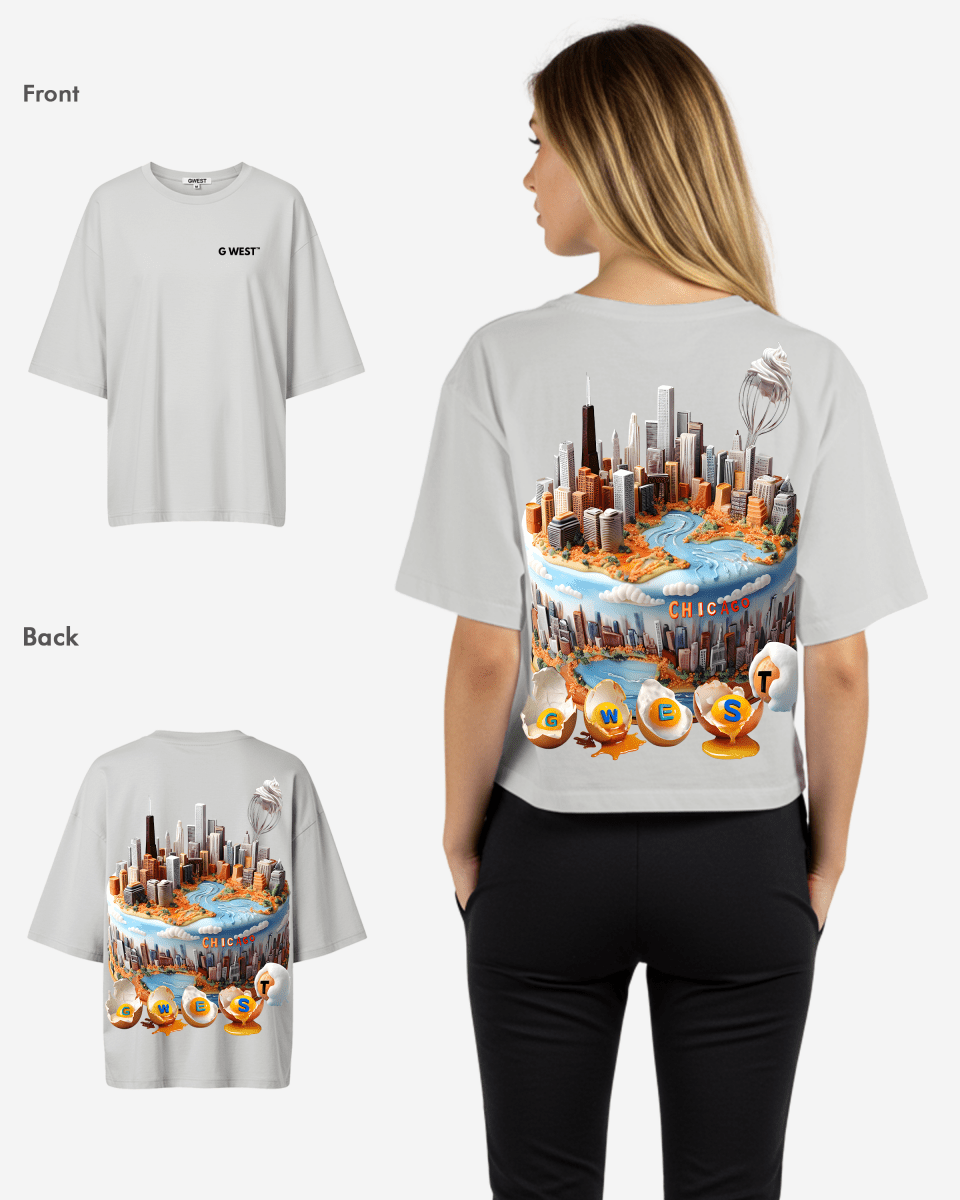 G West Womens OVERSIZED CHICAGO CAKE TEE