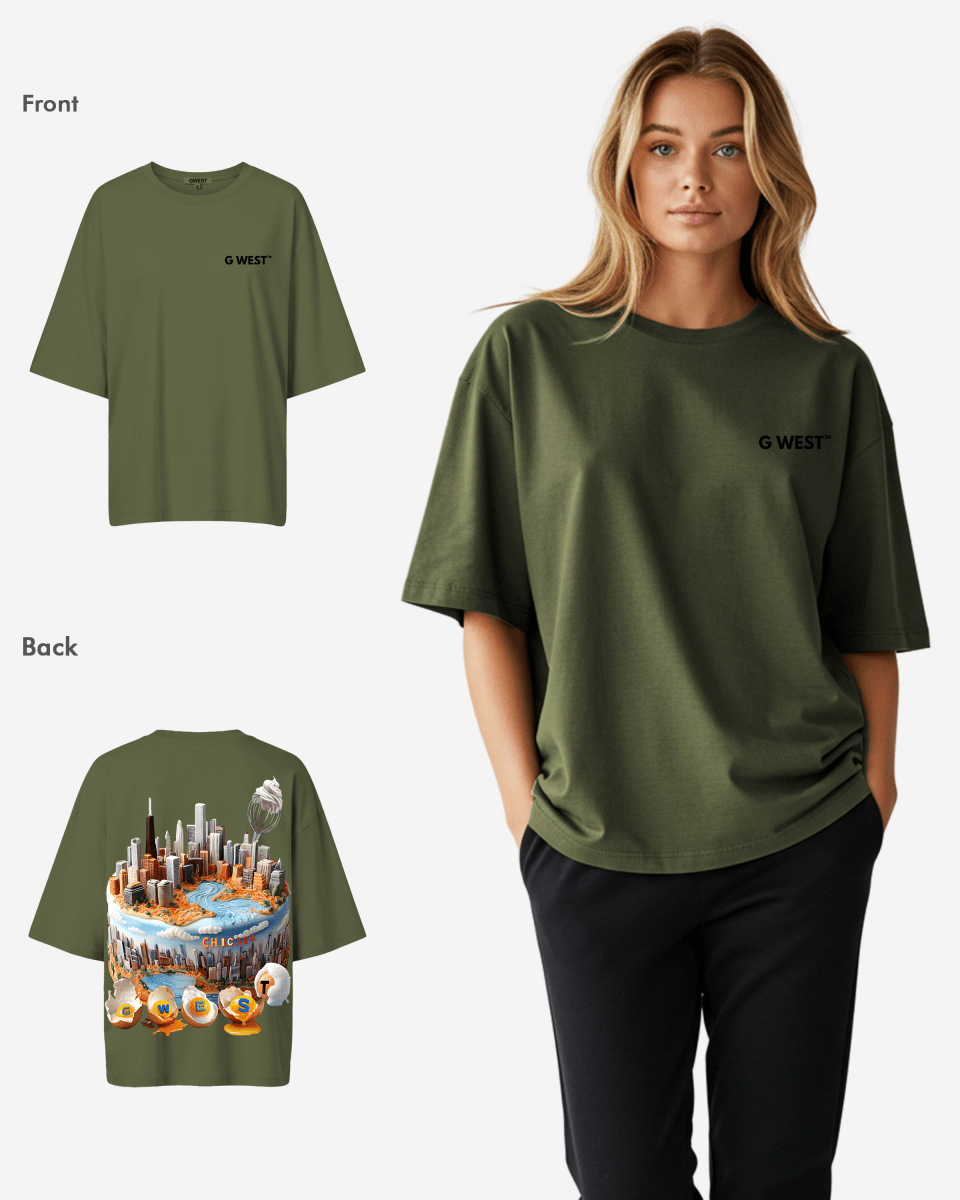 G West Womens OVERSIZED CHICAGO CAKE TEE