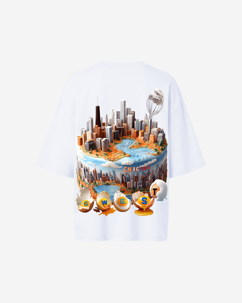 G West Womens OVERSIZED CHICAGO CAKE TEE