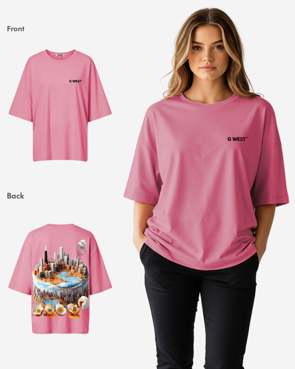 G West Womens OVERSIZED CHICAGO CAKE TEE