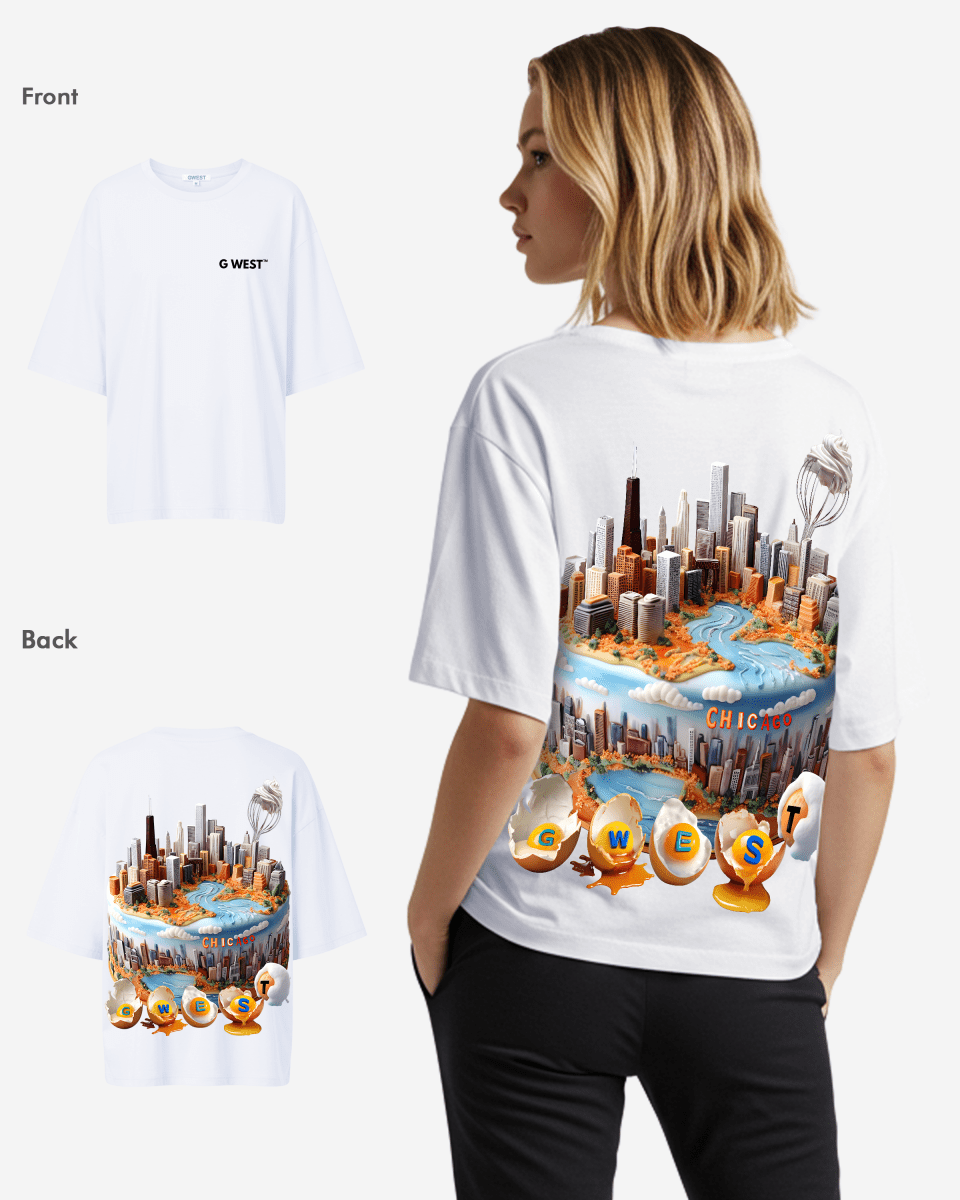 G West Womens OVERSIZED CHICAGO CAKE TEE