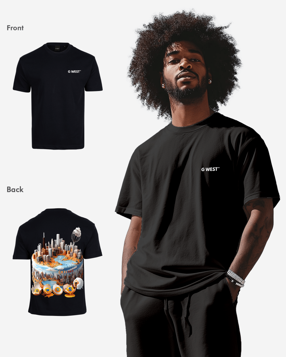G West Mens Oversized Chicago Cake Tee