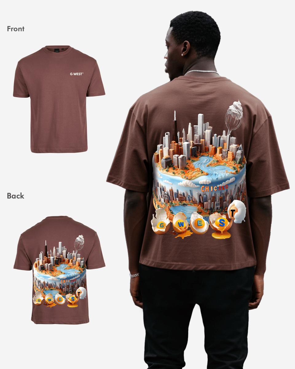 G West Mens Oversized Chicago Cake Tee
