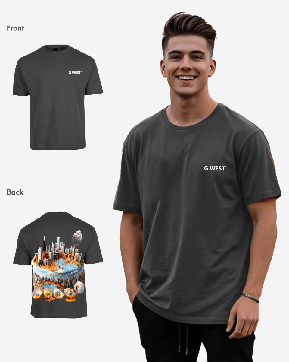 G West Mens Oversized Chicago Cake Tee
