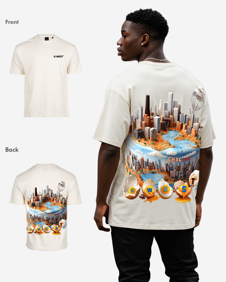 G West Mens Oversized Chicago Cake Tee