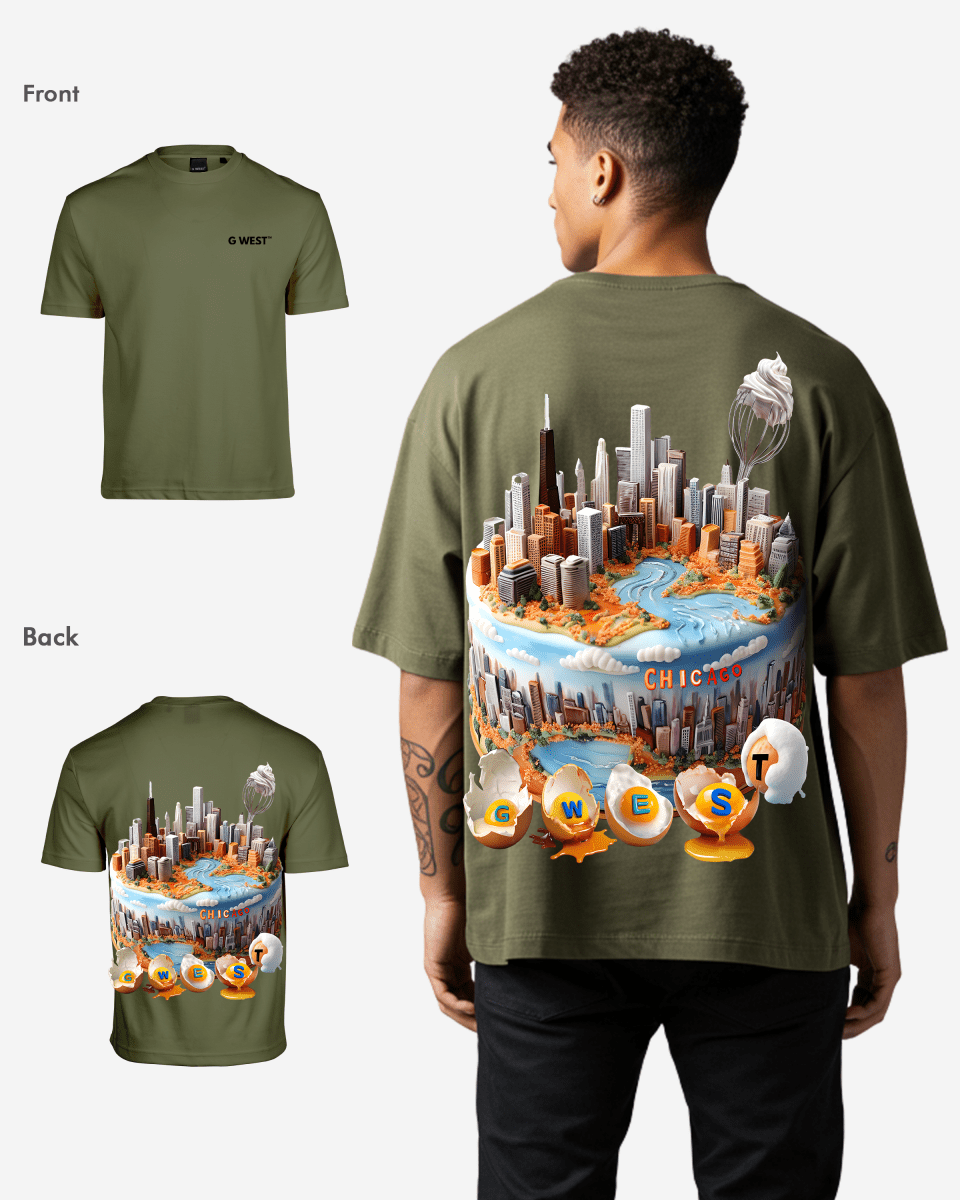 G West Mens Oversized Chicago Cake Tee