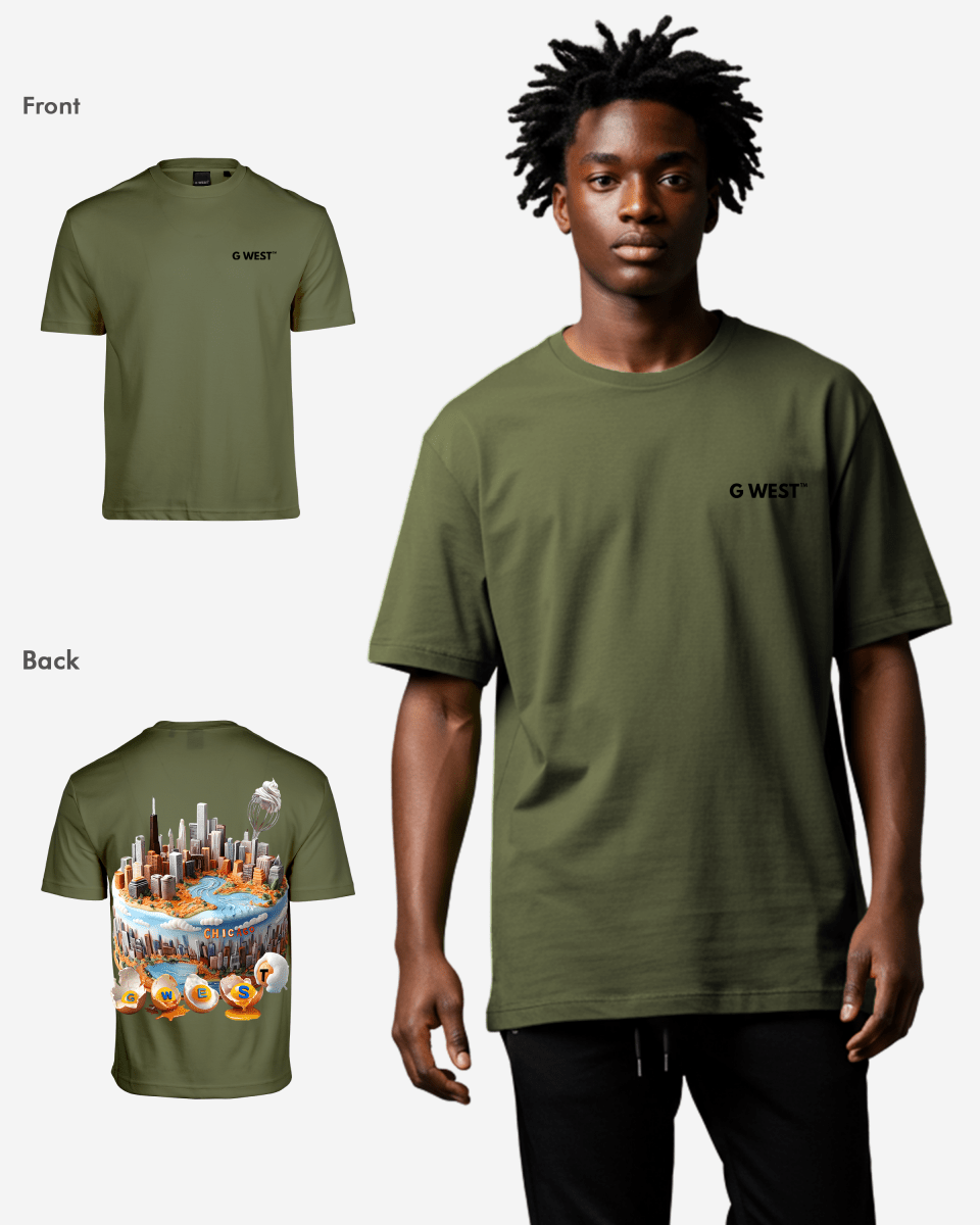 G West Mens Oversized Chicago Cake Tee