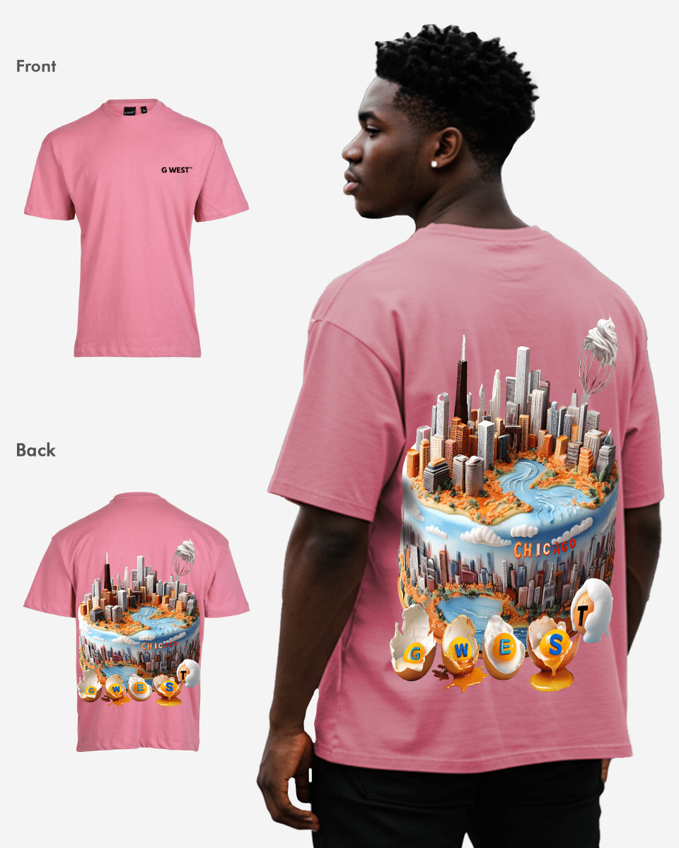 G West Mens Oversized Chicago Cake Tee