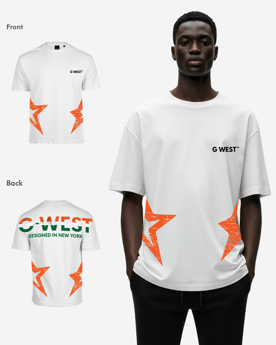 G West Mens Oversized Cricket India Arch Logo T-Shirt