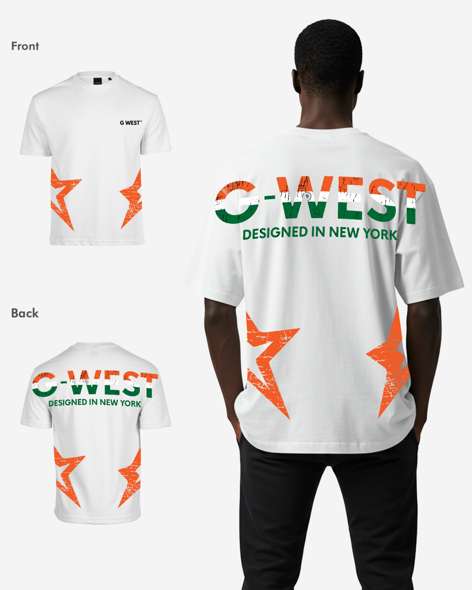 G West Mens Oversized Cricket India Arch Logo T-Shirt