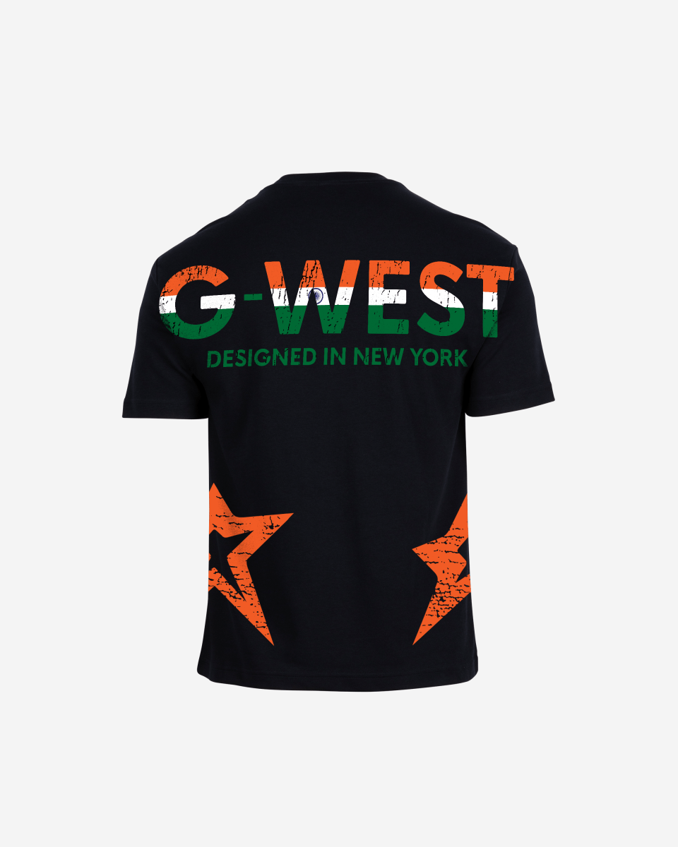 G West Mens Oversized Cricket India Arch Logo T-Shirt